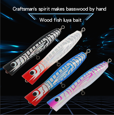 4 el triple de madera del cebo de los colores 18CM/80g engancha el señuelo bocazas de Bass Tuna Fishlure Popper Wooden Fishing del impacto del agua