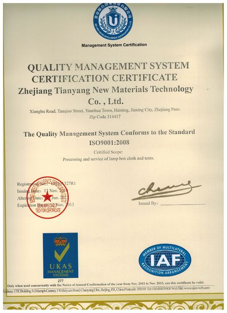 China Shanghai BGO Industries Ltd. Certificaciones